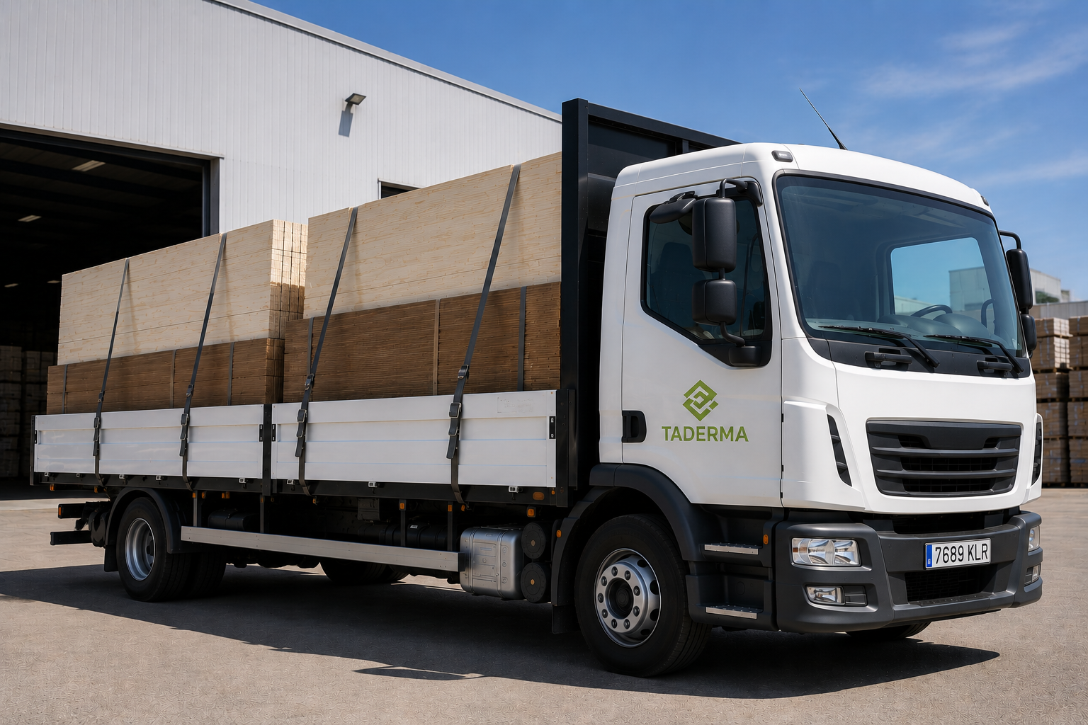 Camión de reparto de materiales de Taderma Canarias